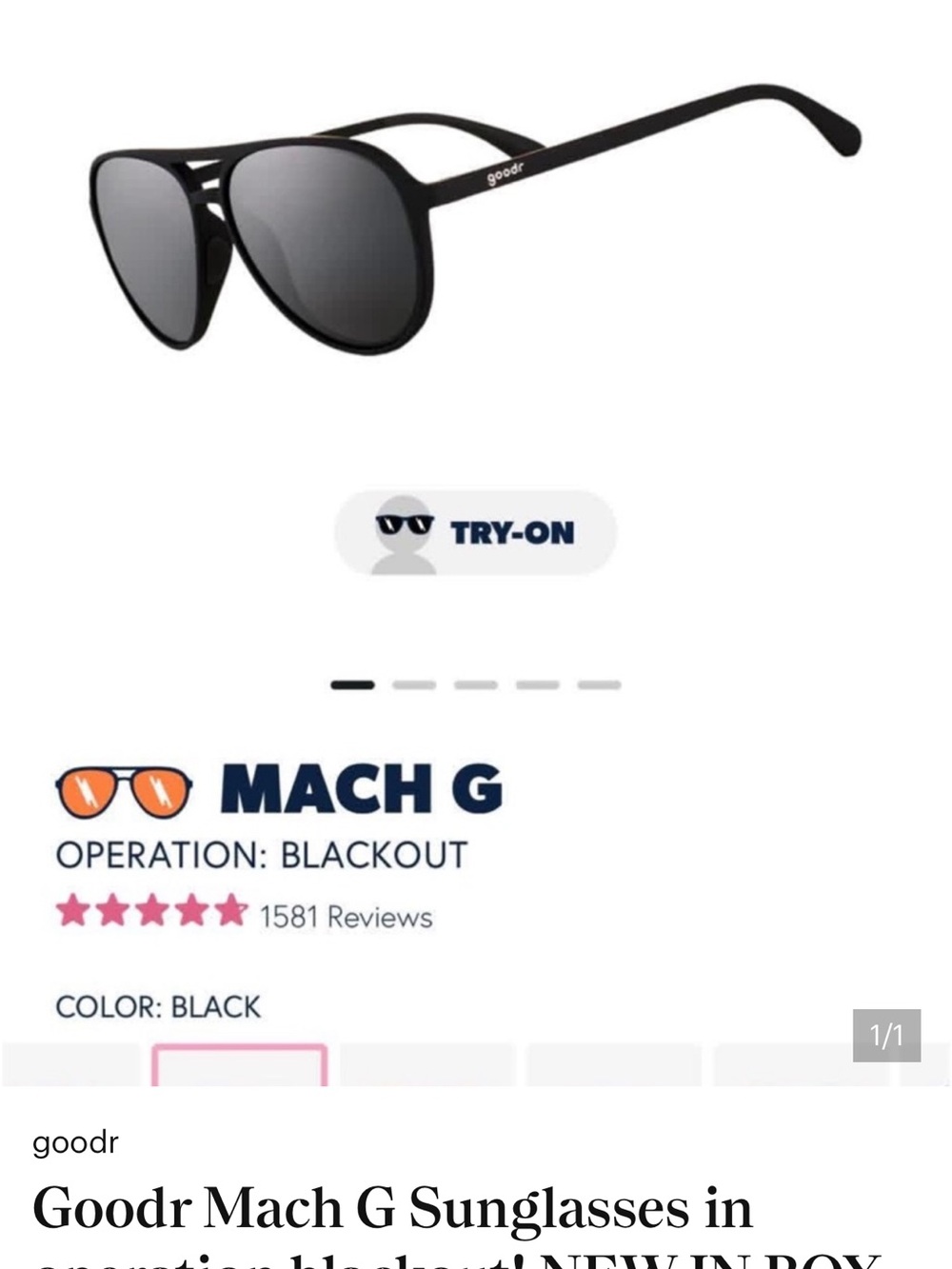 Goodr Mach G Sunglasses in operation blackout! NEW IN BOX  LOT OF 4
